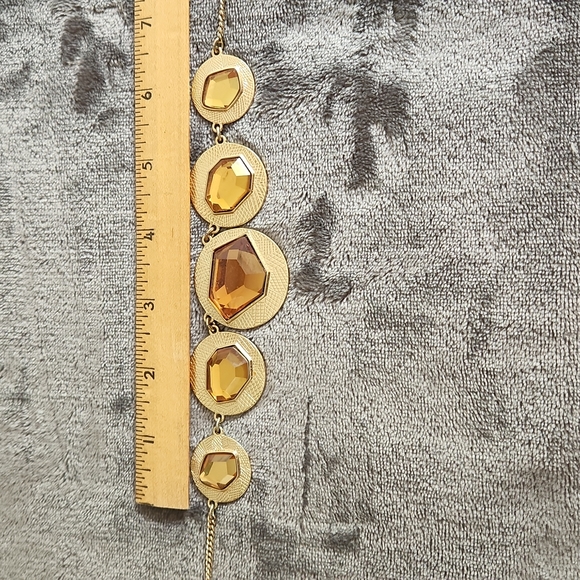 Women's Five Faceted Amber Stones, Mounted on Etched  Descending Disc Sizes - Picture 3 of 5